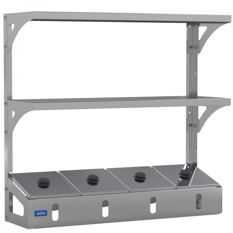 Condimentadora Pizzarola 4 Cubas Inox Com Prateleira - Aisa